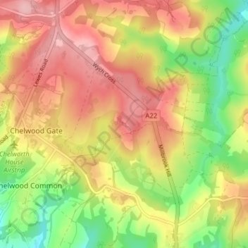 Chelwood Vachery topographic map, elevation, terrain