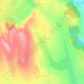 Mastacăn topographic map, elevation, terrain
