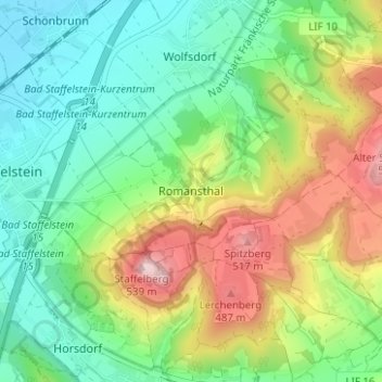 Romansthal topographic map, elevation, terrain