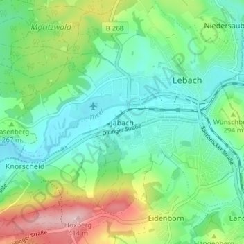Jabach topographic map, elevation, terrain