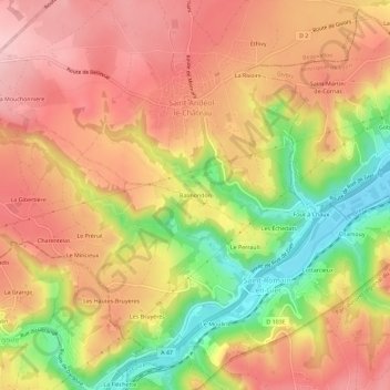 Balmondon topographic map, elevation, terrain