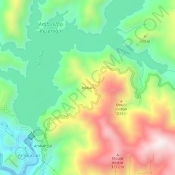 Inidian topographic map, elevation, terrain