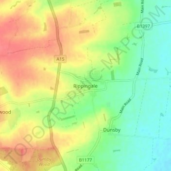 Rippingale topographic map, elevation, terrain