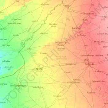 Firozpur topographic map, elevation, terrain