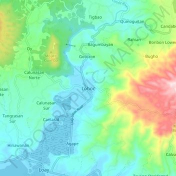 Loboc topographic map, elevation, terrain