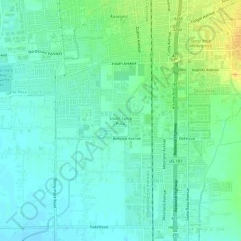 South Santa Rosa topographic map, elevation, terrain