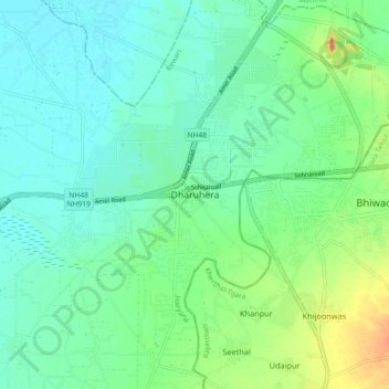 Dharuhera topographic map, elevation, terrain