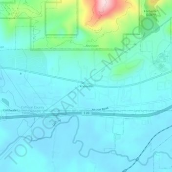 Knoxville topographic map, elevation, terrain