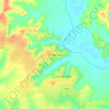 Okitipupa topographic map, elevation, terrain