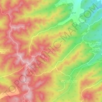 Bering topographic map, elevation, terrain