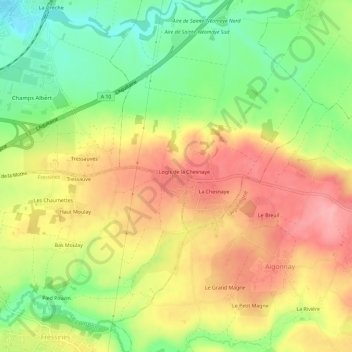 La Chesnaye topographic map, elevation, terrain