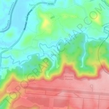 Mopa topographic map, elevation, terrain