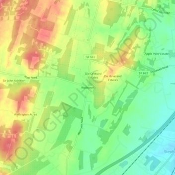 Welltown topographic map, elevation, terrain