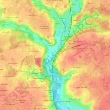 Mondoux topographic map, elevation, terrain