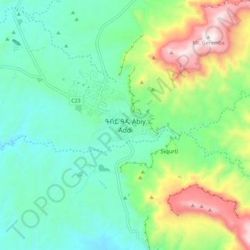 Abiy Addi topographic map, elevation, terrain