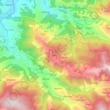 Dadoh topographic map, elevation, terrain