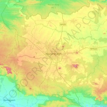 Hazaribagh topographic map, elevation, terrain