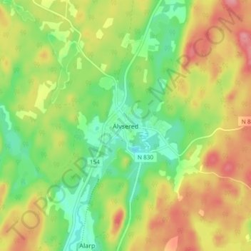 Älvsered topographic map, elevation, terrain