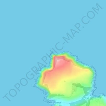 Dinas Head topographic map, elevation, terrain