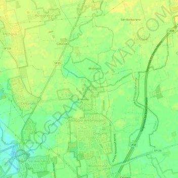 Balbiano topographic map, elevation, terrain
