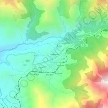Puggiarellu topographic map, elevation, terrain