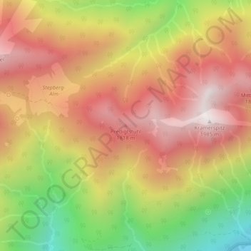 Predigtstuhl topographic map, elevation, terrain