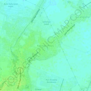 Karangrahayu topographic map, elevation, terrain