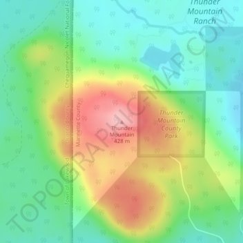 Thunder Mountain topographic map, elevation, terrain
