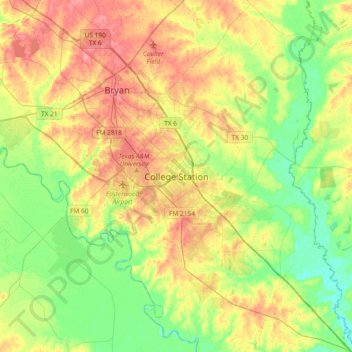 College Station topographic map, elevation, terrain