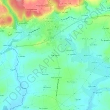 Coat David topographic map, elevation, terrain