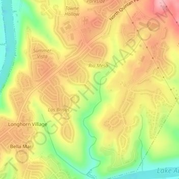 Steiner Ranch topographic map, elevation, terrain