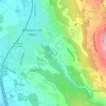 Jonenbach-Wasserfall topographic map, elevation, terrain