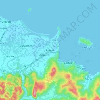 Claver topographic map, elevation, terrain