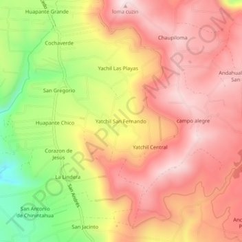 Yatchil San Fernando topographic map, elevation, terrain