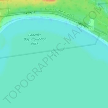 Pancake Bay topographic map, elevation, terrain