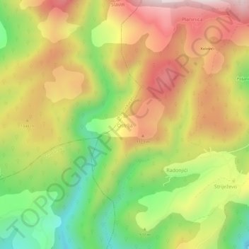 Ostrlja topographic map, elevation, terrain