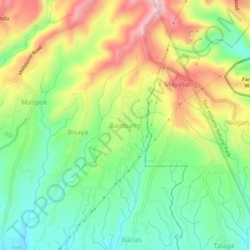 Bambang topographic map, elevation, terrain