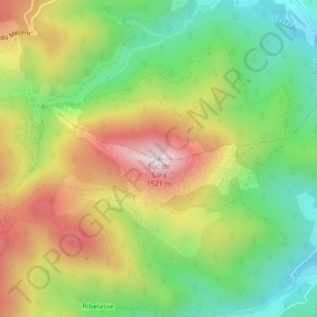 Suc de Sara topographic map, elevation, terrain