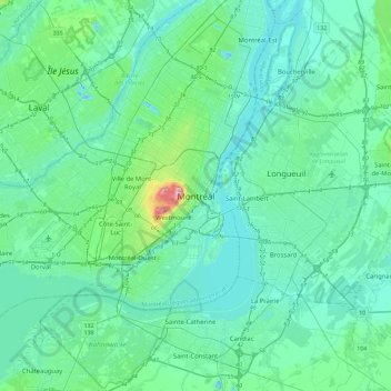 Montreal topographic map, elevation, terrain