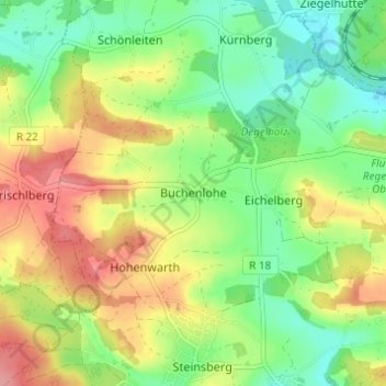 Buchenlohe topographic map, elevation, terrain