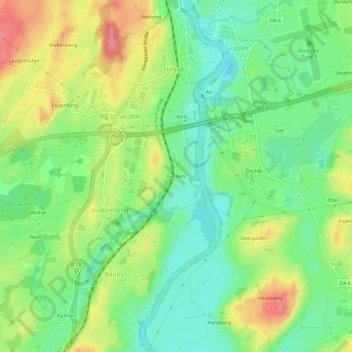 Fischen topographic map, elevation, terrain