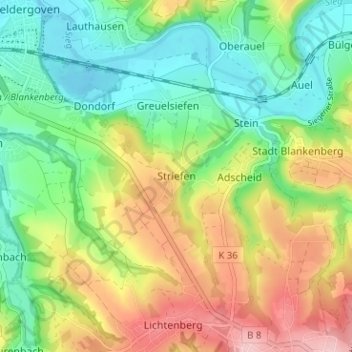 Striefen topographic map, elevation, terrain