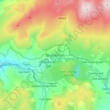 Brynamman topographic map, elevation, terrain