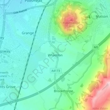 Whaddon topographic map, elevation, terrain