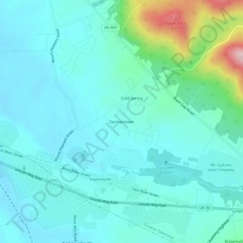 Germantown topographic map, elevation, terrain