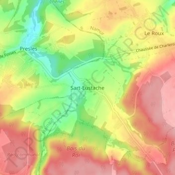 Sart-Eustache topographic map, elevation, terrain