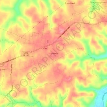 Lone Oak topographic map, elevation, terrain