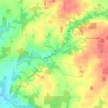 Valley topographic map, elevation, terrain