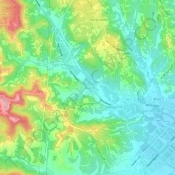 Crevada topographic map, elevation, terrain