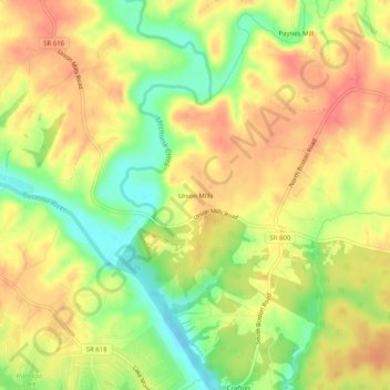 Union Mills topographic map, elevation, terrain